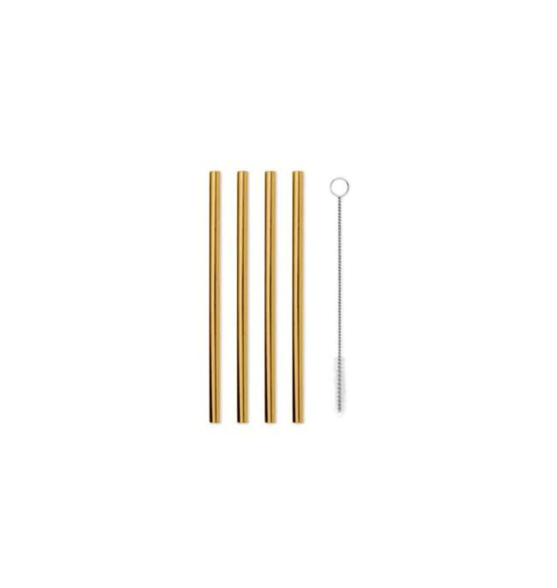 Porter 5in Metal Straws, Set of 4 with Cleaner