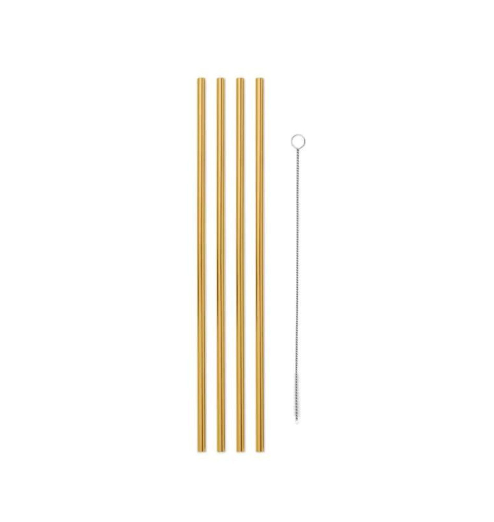 Porter 10in Metal Straws, Set of 4 with Cleaner