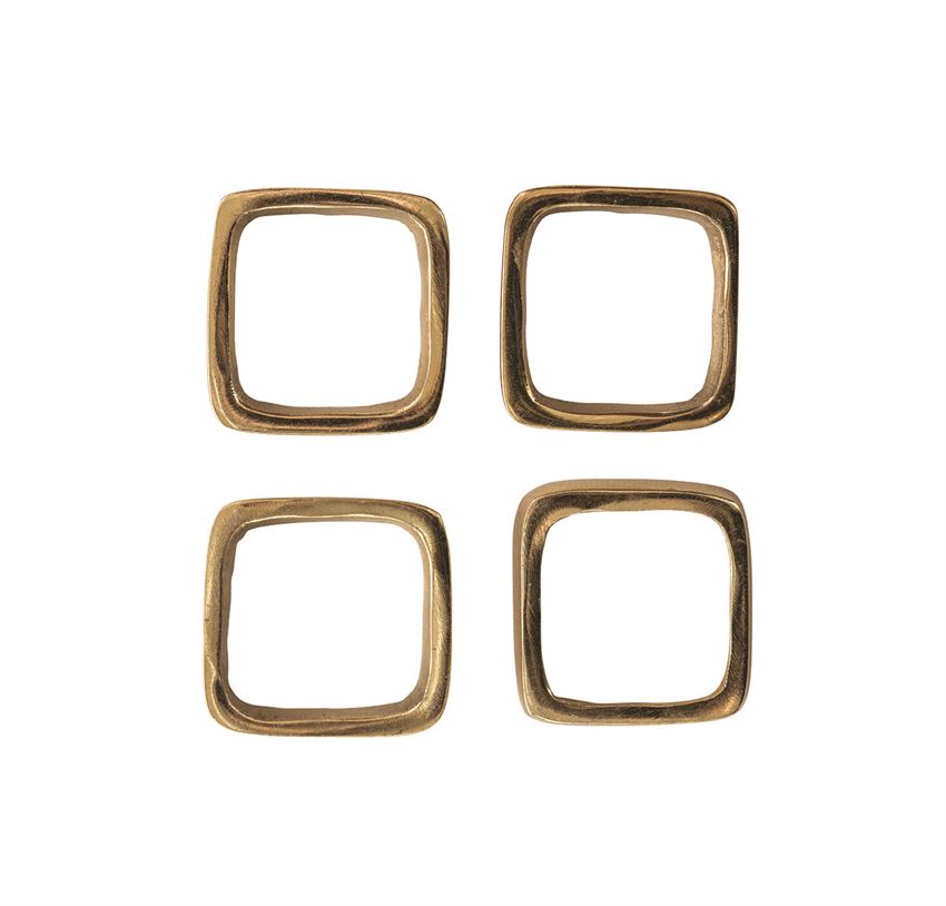 Brass Square Napkin Rings (4)